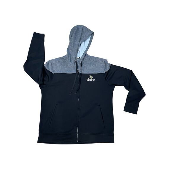 Minnesota Vikings Men's L Cutter & Buck Black Pop Fly Full-Zip Hoodie- Football - Picture 1 of 13